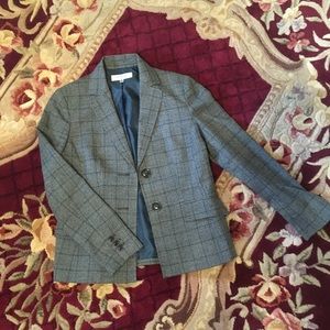 Grey & Blue Plaid Two-Button Jacket